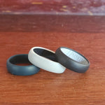 Two-Tone Classic silicone rings in black, white and grey